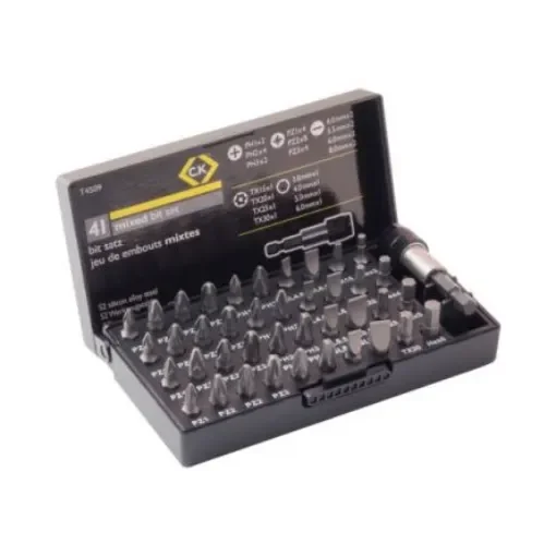 CK Screwdriver Bit Set 41 Pieces, Flat, Hex, Phillips, Pozidriv, Square, Torx - T4509 product image