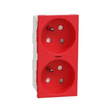 Schneider Electric, New Unica IP3X Red Flush Mount 2P+E Socket Socket, Rated At 16A, 250 V - NU306103S product image