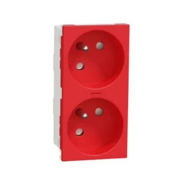 Schneider Electric, New Unica IP3X Red Flush Mount 2P+E Socket Socket, Rated At 16A, 250 V - NU306903S product image