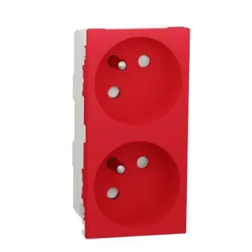 Schneider Electric, New Unica IP3X Red Flush Mount 2P+E Socket Socket, Rated At 16A, 250 V - NU306903T product image