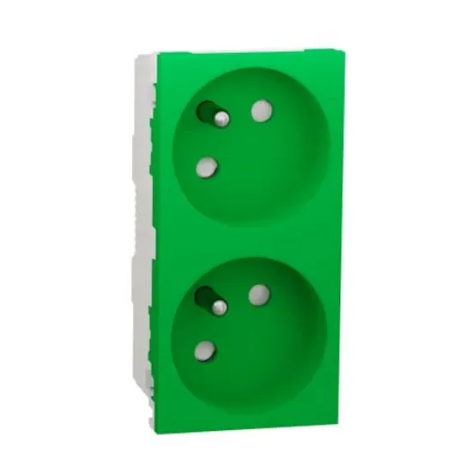 Schneider Electric, New Unica IP3X Green Flush Mount 2P+E Socket Socket, Rated At 16A, 250 V - NU306906 product image