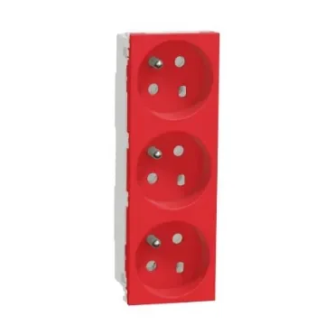 Schneider Electric, New Unica IP3X Red Flush Mount 2P+E Socket Socket, Rated At 16A, 250 V - NU307103 product image