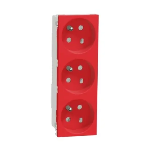 Schneider Electric, New Unica IP3X Red Flush Mount 2P+E Socket Socket, Rated At 16A, 250 V - NU307103T product image