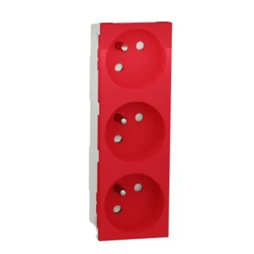 Schneider Electric, New Unica IP3X Red Flush Mount 2P+E Socket Socket, Rated At 16A, 250 V - NU307903T product image