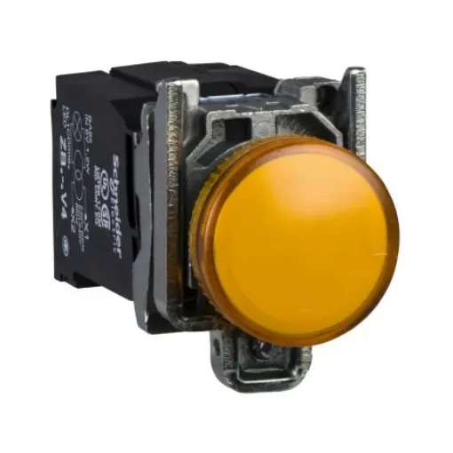Schneider Electric, XB4, Flush Mount Orange Incandescent Pilot Light, 22mm Cutout, IP66, IP67, IP69(IP69K), Round, 110 - XB4BV35 product image