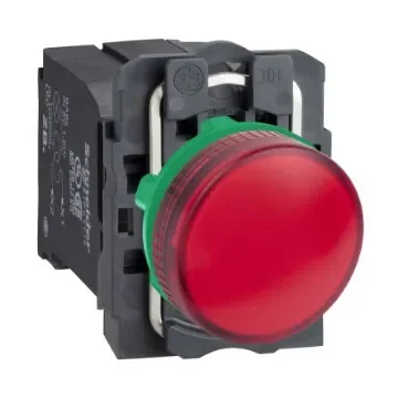 Schneider Electric, XB5, Flush Mount Red Incandescent Pilot Light, 22mm Cutout, IP66, IP67, IP69(IP69K), Round, 220 - XB5AV44 product image