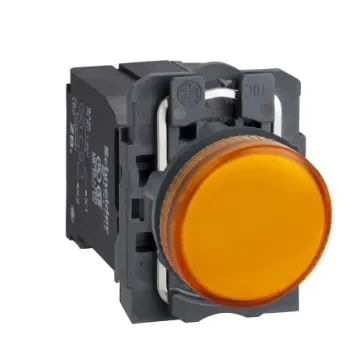 Schneider Electric, XB5, Flush Mount Orange Incandescent Pilot Light, 22mm Cutout, IP66, IP67, IP69(IP69K), Round, 230 - XB5AV45 product image