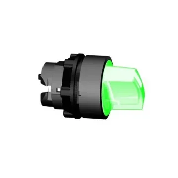 Schneider Electric ZB5 Series 2 Position Selector Switch Head, 22mm Cutout, Green Handle - ZB5AK1433 product image
