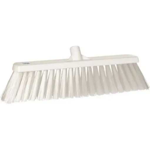 Vikan Broom, White With Polyester, Polypropylene, Stainless Steel Bristles for Food Industry, Wet Floors - 29209 product image