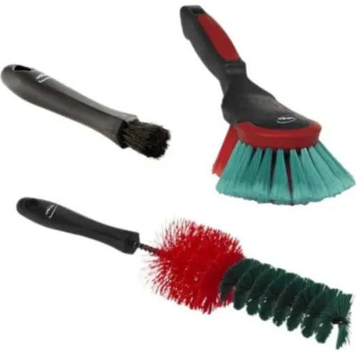 Vikan Soft Bristle Black, Red Hand Brush, 24 mm, 40 mm bristle length, Polyester bristle material - 521052 product image