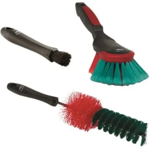 Vikan Soft Bristle Black, Red Hand Brush, 40mm bristle length, Polyester bristle material - 521152 product image