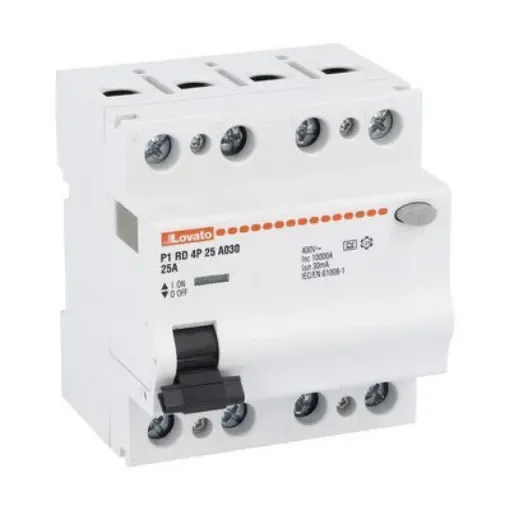 Lovato P1RD MCCB, 25A, 4 Pole, 30mA, Type A, 230 or 400V ac - P1RD4P25A030 product image