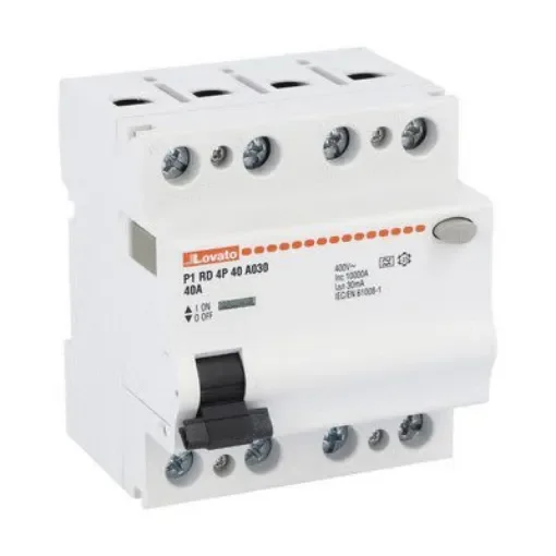 Lovato P1RD MCCB, 40A, 4 Pole, 30mA, Type A, 230 or 400V ac - P1RD4P40A030 product image