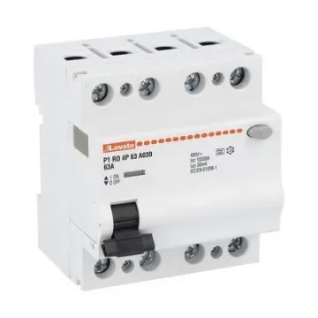 Lovato P1RD MCCB, 63A, 4 Pole, 30mA, Type A, 230 or 400V ac - P1RD4P63A030 product image