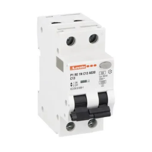 Lovato RCBO, 13A Current Rating, 1P + N Poles, 30mA Trip Sensitivity, Type A, P1RE1NC Range - P1RE1NC13A030 product image