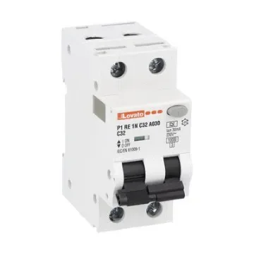 Lovato RCBO, 32A Current Rating, 1P + N Poles, 30mA Trip Sensitivity, Type A, P1RE1NC Range - P1RE1NC32A030 product image