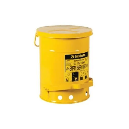Justrite 23L Yellow Flip Steel Oily Waste Can - JCN09101YL product image