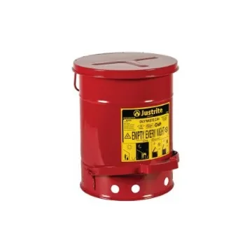 Justrite 53L Red Flip Steel Oily Waste Can - JCN09500RD product image