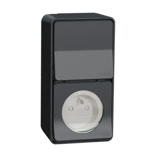 Schneider Electric Grey 1 Gang Plug Socket, 1 Pole, 10A, French 2P - MUR36025 product image