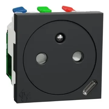 Schneider Electric Anthracite 2 Gang Plug Socket, 2 Poles, 10A - NU301554 product image