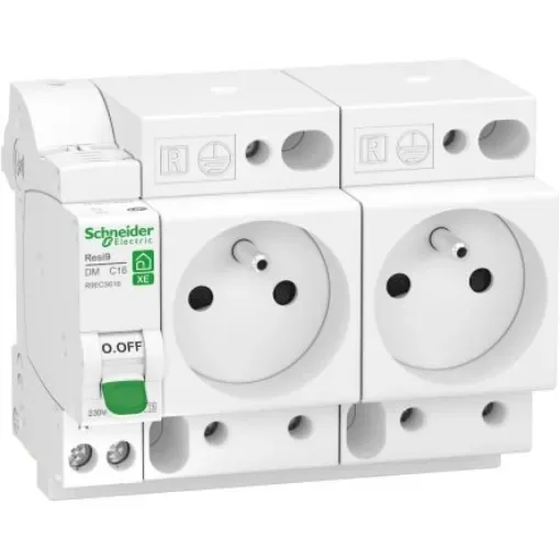 Schneider Electric White 2 Gang Plug Socket, 1 Pole, 16A, French 2P - R9ECS616 product image