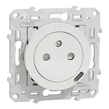 Schneider Electric White 1 Gang Plug Socket, 2 Poles, 16A, French 2P - S520089 product image