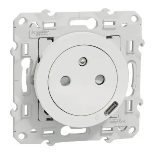 Schneider Electric White 1 Gang Plug Socket, 2 Poles, 16A, French 2P - S520089 product image