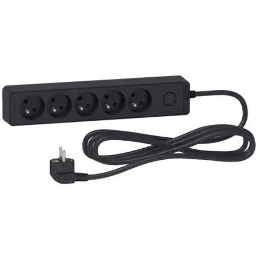 Schneider Electric French 2P 5 Gang Trailing Socket, 3m Cable, 16A, 250 V - ST9353B product image