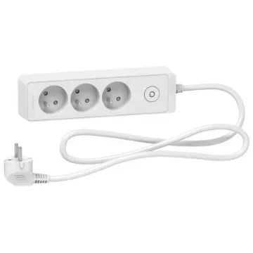 Schneider Electric French 2P 3 Gang Trailing Socket, 1.5m Cable, 16A, 250 V - ST9331W product image
