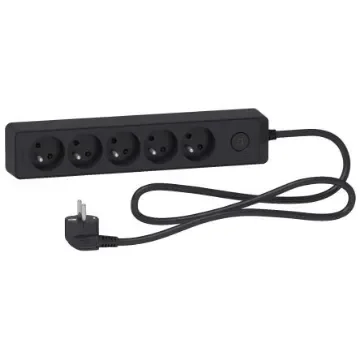 Schneider Electric French 2P 5 Gang Trailing Socket, 1.5m Cable, 16A, 250 V - ST9351B product image