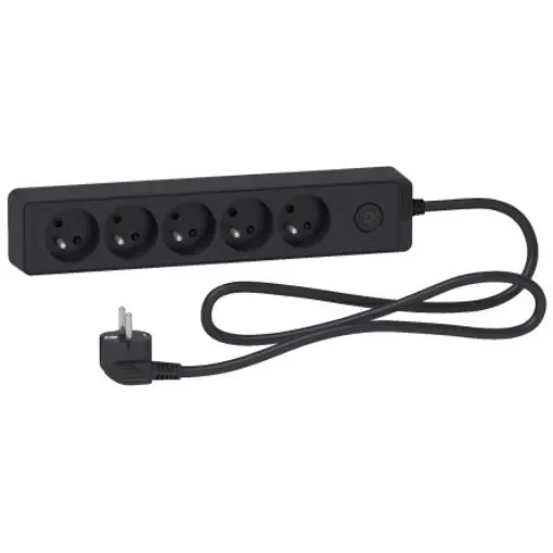 Schneider Electric French 2P 5 Gang Trailing Socket, 1.5m Cable, 16A, 250 V - ST9351B product image