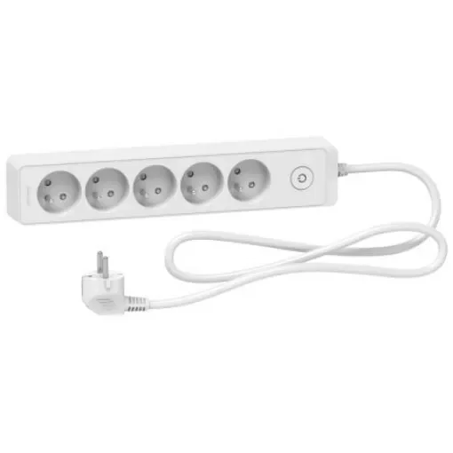 Schneider Electric French 2P 5 Gang Trailing Socket, 1.5m Cable, 16A, 250 V - ST9351W product image