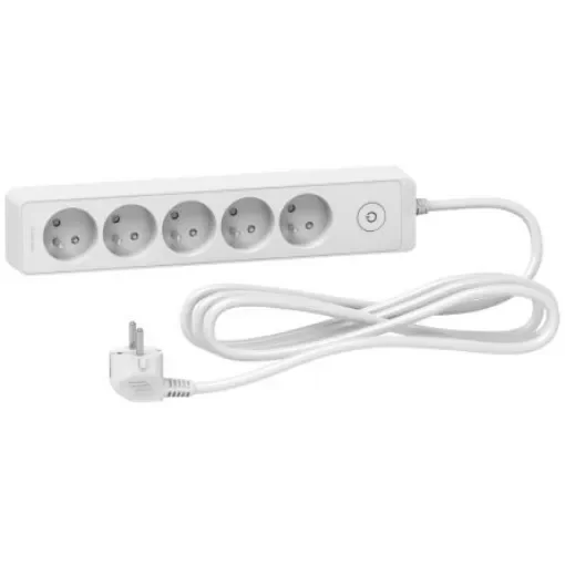 Schneider Electric French 2P 5 Gang Trailing Socket, 3m Cable, 16A, 250 V - ST9353W product image