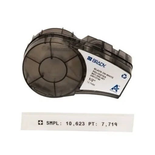 Brady B-461 Black on White Label Printer Tape, 6.4 m Length, 12.70 mm Width - 110932 product image