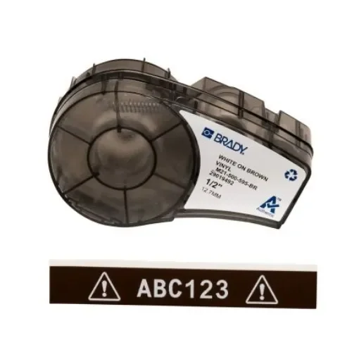 Brady B-595 White on White on Brown Label Printer Tape, 6.4 m Length, 12.70 mm Width - 139736 product image