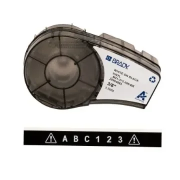 Brady B-595 White on White on Black Label Printer Tape, 6.4 m Length, 9.53 mm Width - 139741 product image