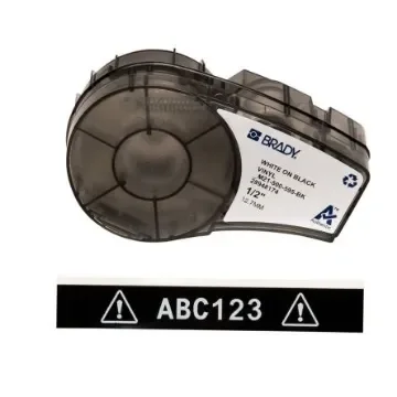Brady B-595 White on White on Black Label Printer Tape, 6.4 m Length, 12.70 mm Width - 139742 product image