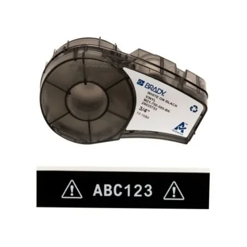 Brady B-595 White on White on Black Label Printer Tape, 6.4 m Length, 19.05 mm Width - 139743 product image