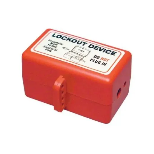 Brady Red 4-Lock Polystyrene Electrical Plug Lockouts, 7.87mm Shackle - 800126 product image