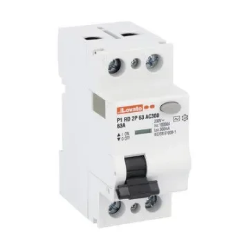 Lovato P1RD Residual Current Circuit Breaker, 63A, 2 Pole, 300mA, Type AC, 230V ac - P1RD2P63AC300 product image