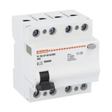 Lovato P1RD Residual Current Circuit Breaker, 40A, 4 Pole, 300mA, Type AC, 230 V ac, 400 V ac - P1RD4P40AC300 product image
