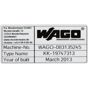 WAGO 210 Silver Black Print Label, 70mm Width, 33mm Height, 500Per Pack Qty - 210-802 product image