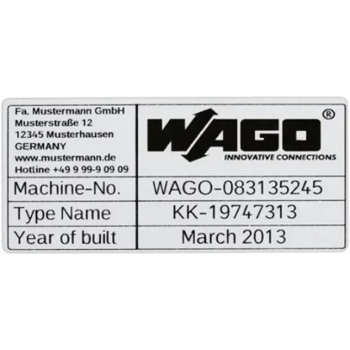 WAGO 210 Silver Black Print Label, 70mm Width, 33mm Height, 500Per Pack Qty - 210-802 product image