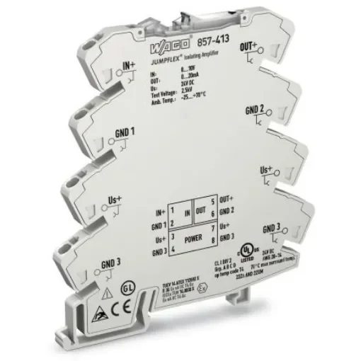 WAGO 857 Series Signal Conditioner, Voltage Input, Current Output, 24V dc Supply - 857-413 product image