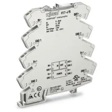 WAGO 857 Series Signal Conditioner, Current Input, Voltage Output, 24V dc Supply - 857-415 product image