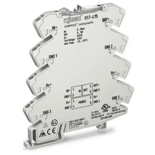 WAGO 857 Series Signal Conditioner, Current Input, Voltage Output, 24V dc Supply - 857-415 product image