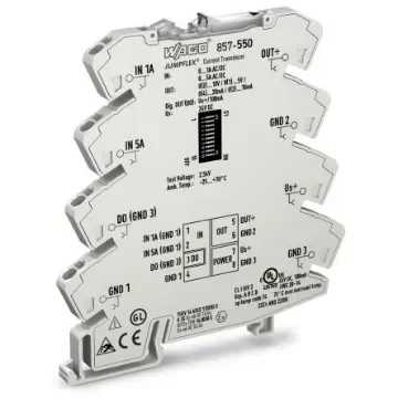 WAGO 857 Series Signal Conditioner, Current Input, Current, Voltage Output, 24V dc Supply - 857-550 product image