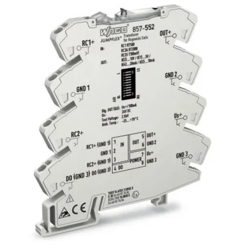 WAGO 857 Series Signal Conditioner, Current Input, Current, Voltage Output, 24V dc Supply - 857-552 product image