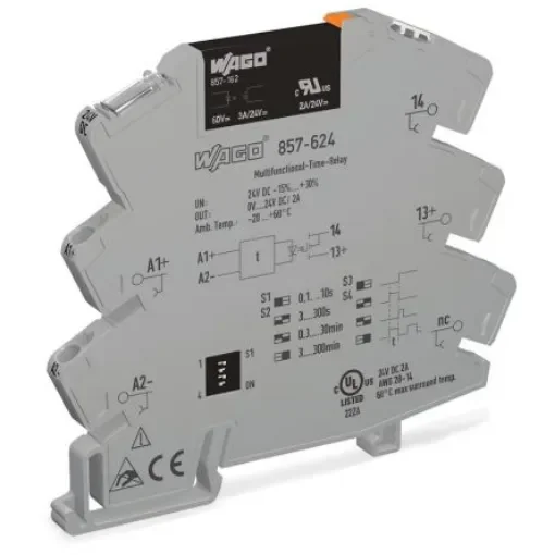 WAGO 857 Series Solid State Relay, 2 A Load, DIN Rail Mount, 24 V ac/dc Load - 857-624 product image