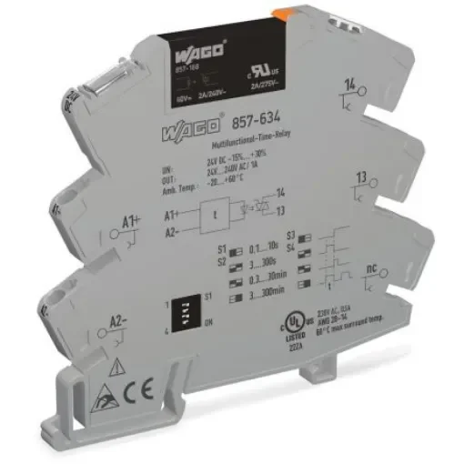 WAGO 857 Series Solid State Relay, 1 A Load, DIN Rail Mount, 230 V ac/dc Load - 857-634 product image